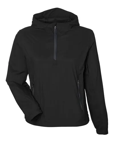 North End North End Women's Aura Lightweight Packable Anorak in Black/ Carbon, front view
