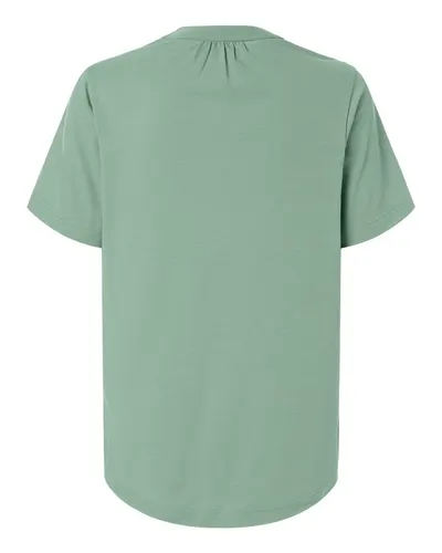 Devon & Jones Devon & Jones Women's Seaton Pebble Textured Polo in Balsam Green, back view