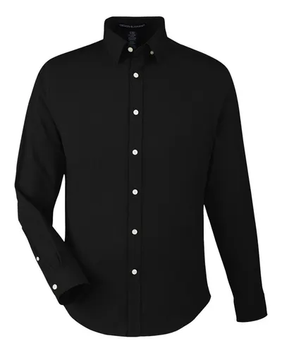 Devon & Jones Devon & Jones Men's CrownLux Performance® Spencer Poplin Dress Shirt in Black, front view