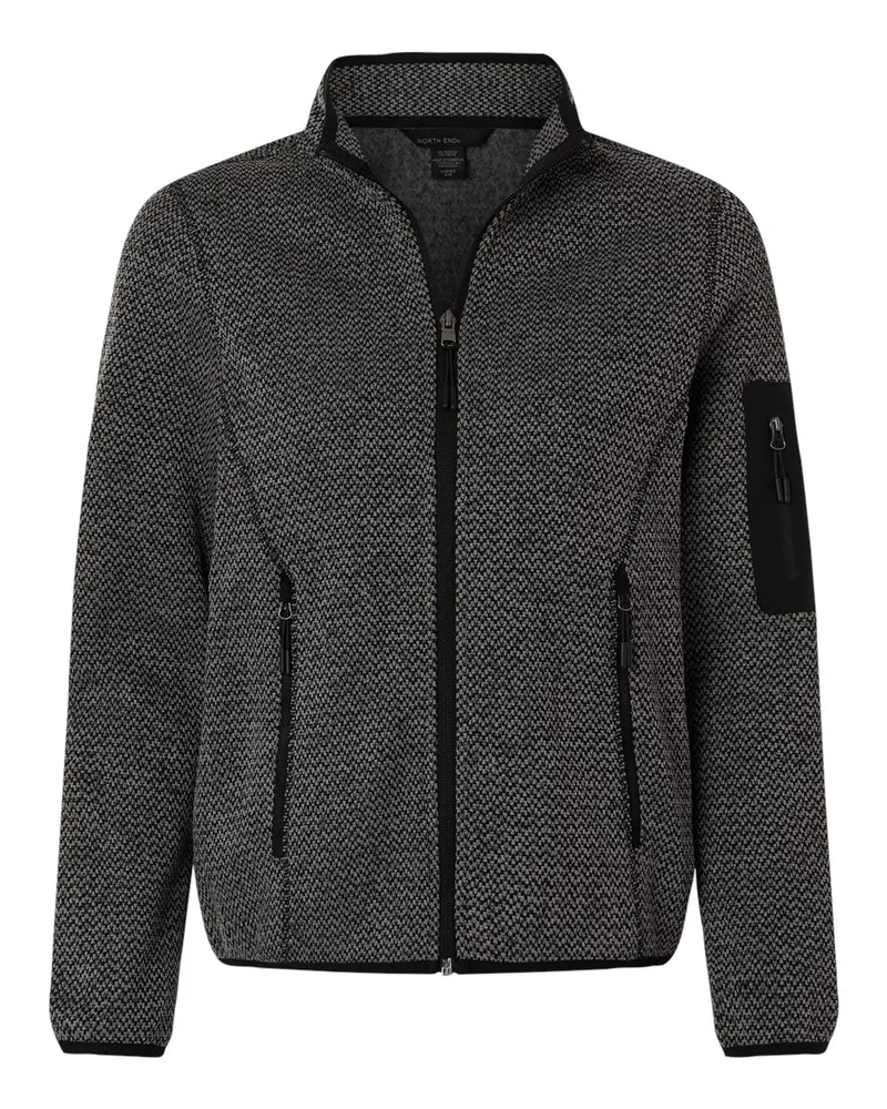 North End North End Women's Jasper Jacquard Full-Zip Fleece Jacket — Black/ Grey