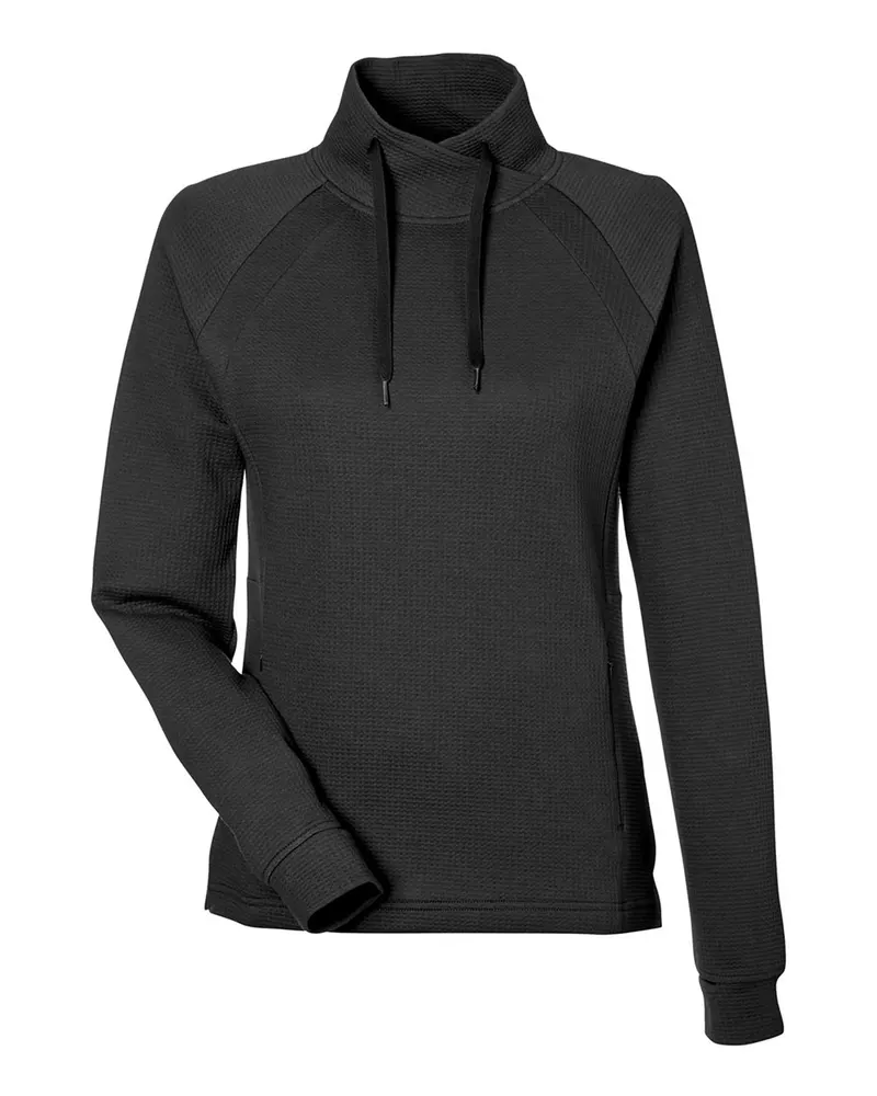 North End North End Women's Rhythm Waffle Cross-Neck Pullover — Black