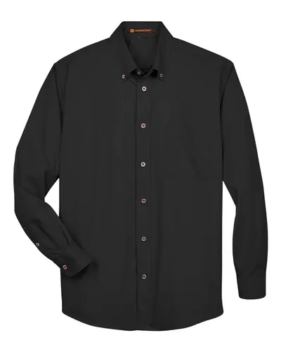 Harriton Harriton Men's Easy Blend™ Twill Shirt in Black, front view