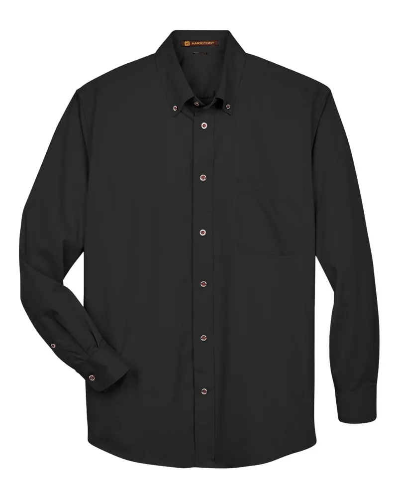 Harriton Harriton Men's Easy Blend™ Twill Shirt — Black