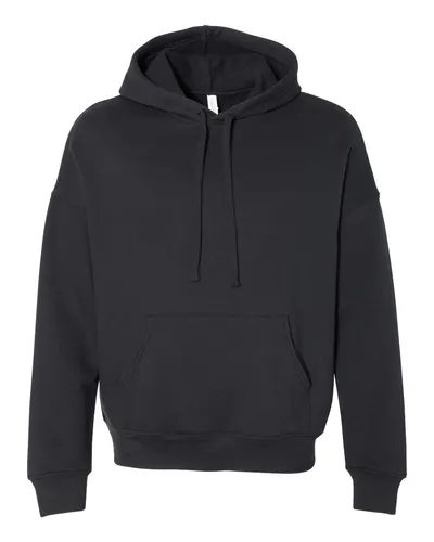 BELLA + CANVAS BELLA + CANVAS Unisex Sponge Fleece Drop Shoulder Hoodie Sweatshirt in Black, front view