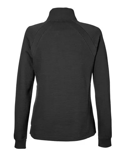 North End North End Women's Rhythm Waffle Cross-Neck Pullover in Black, back view