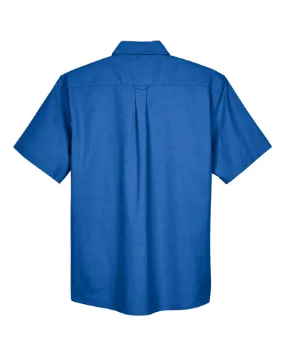 Harriton Harriton Men's Oxford Short Sleeve with Stain-Release in French Blue, back view