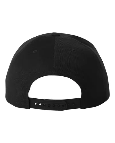 YP Classics YP Classics Premium Flat Bill Snapback Cap in Black, back view