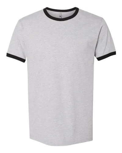 Next Level Next Level Unisex Cotton Ringer Tee in Heather Grey/ Black, front view